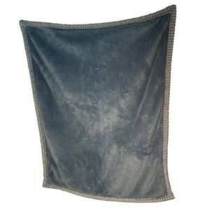 Chickpea Blue‎ Cream Reversible Sherpa Fleece Baby Blanket 30x36 Ribbed Trim